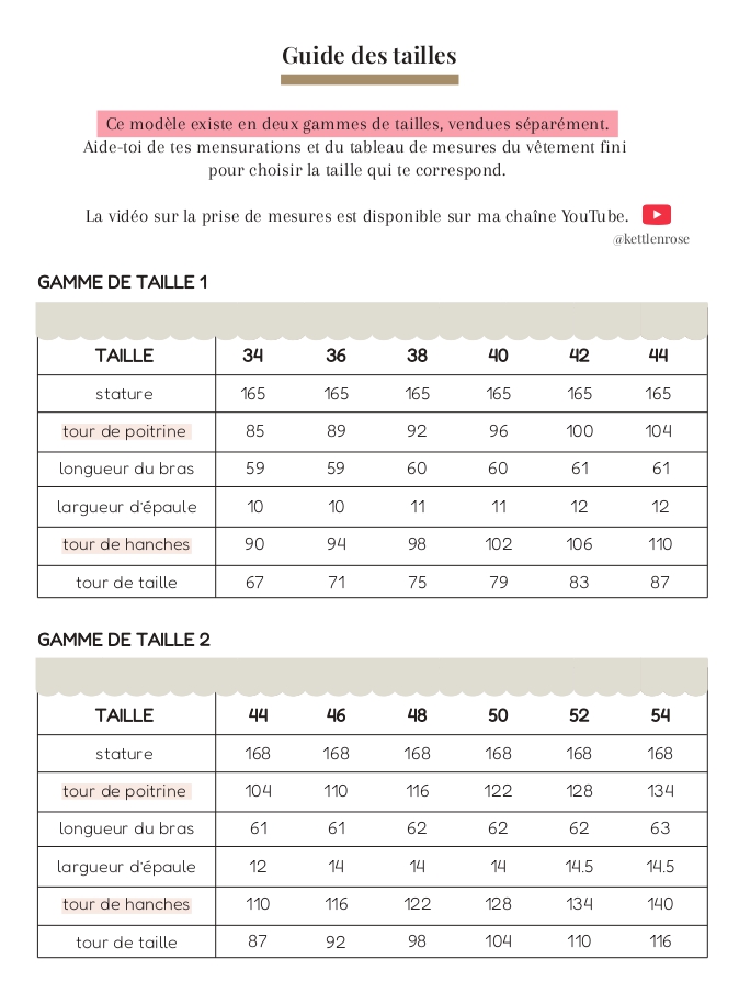 guide des tailles